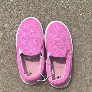 Pink rhinestone slip on shoes